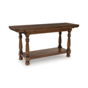 Dark Brown Flip Top Sofa Table with Shelf & Turned Legs