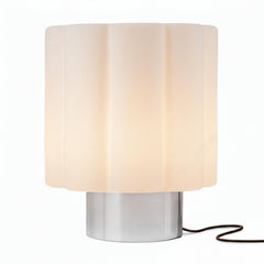 Frosted Glass Mushroom Table Lamp – Chrome