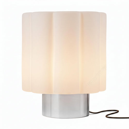 Frosted Glass Mushroom Table Lamp – Chrome