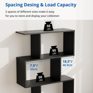 5-Tier S-Shaped Bookshelf with Room Divider