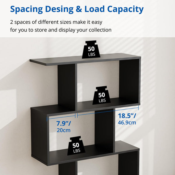 5-Tier S-Shaped Bookshelf with Room Divider