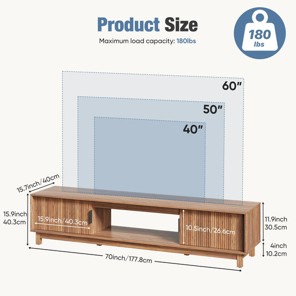 Mid-Century Modern TV Stand with Storage Cabinets