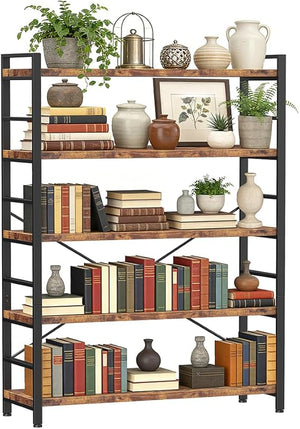 4-Tier Adjustable Bookshelf with Metal Frame
