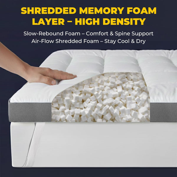 4 Inch Cooling Cotton Mattress Topper with Memory Foam