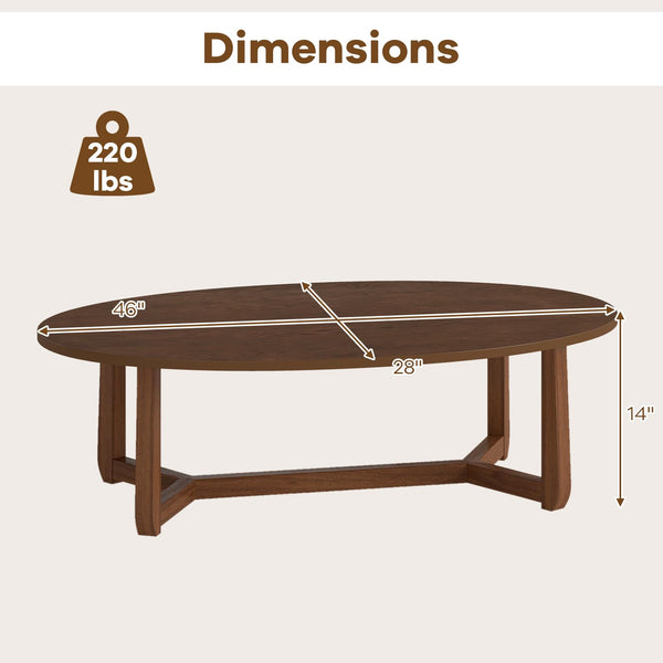 Oval Coffee Table – Low Profile Wood Accent Table