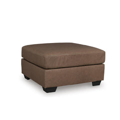 Oversized Faux Leather Accent Ottoman – Light Brown