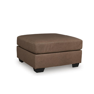 Oversized Faux Leather Accent Ottoman – Light Brown