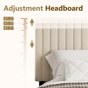 Queen Size Velvet Upholstered Platform Bed Frame