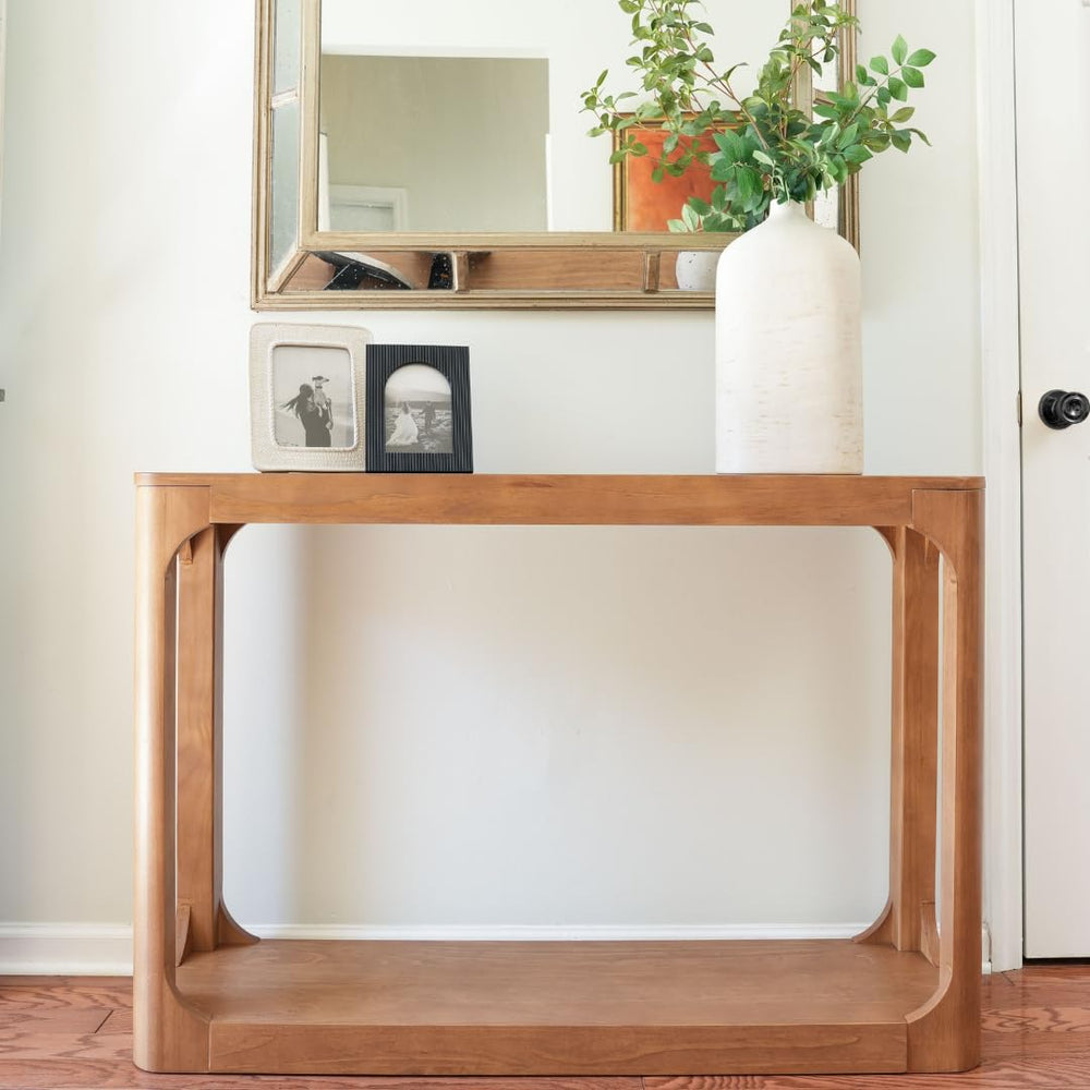 Solid Wood Console Table with Storage Shelf