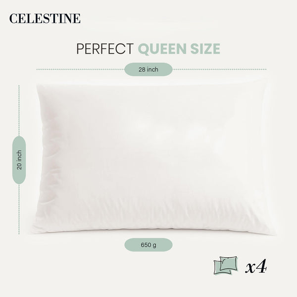 Microfiber Bed Pillows Set of 4 – Down Alternative, Queen & King