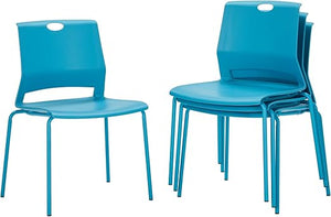 Stackable Chairs Set of 4 with Metal Frame