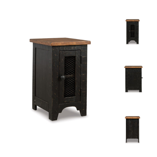 Rustic Farmhouse Chair Side End Table with Cabinet Door