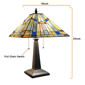 Stained Glass Mission Table Lamp 2-Light 16-Inch