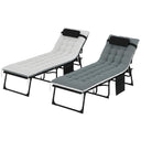 Folding Outdoor Chaise Lounge Chair Set of 2 with Adjustable Backrest