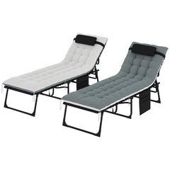 Folding Outdoor Chaise Lounge Chair Set of 2 with Adjustable Backrest