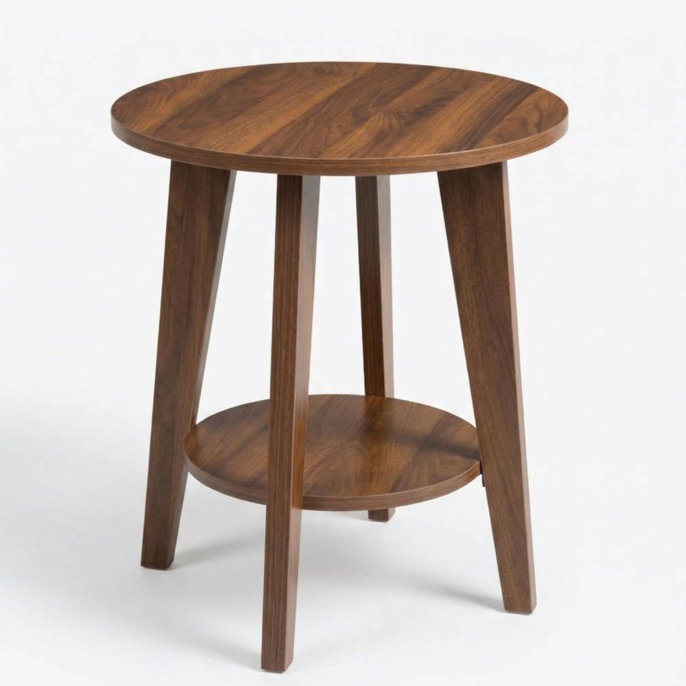 Round Side Table with 2-Tier Storage