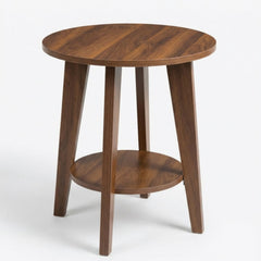 Round Side Table with 2-Tier Storage