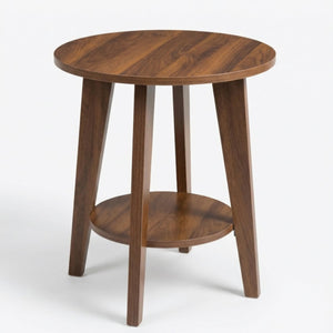 Round Side Table with 2-Tier Storage