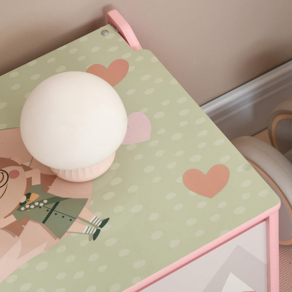 Kids Storage Chest with Safety Hinge – Pink Animal Design