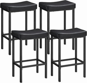 Counter Height Bar Stools with PU Leather Saddle Seat — Set of 2, 3, or 4