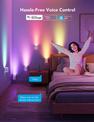 RGBIC LED Wall Sconces with Music Sync & Adjustable Cables