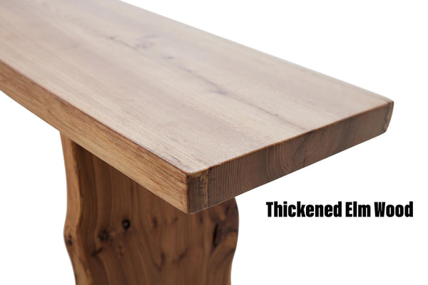 Live Edge Solid Elm Wood Bench