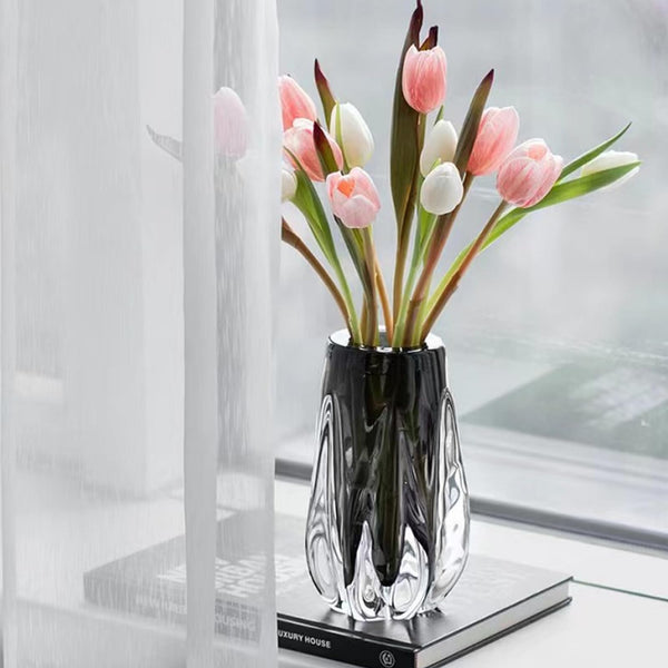 Ceramic Decorative Vase Set — Black & Transparent