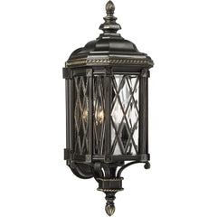 4-Light Outdoor Wall Lantern – Black Metal Transitional Exterior Light Fixture