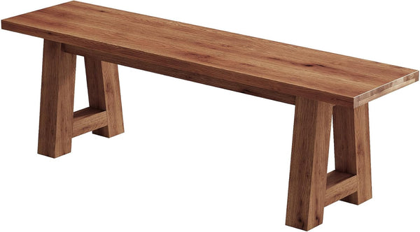 Solid Wood Dining Bench with A-Shaped Legs, 55-Inch Farmhouse Indoor Bench