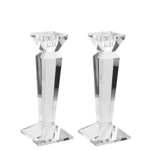 Crystal Taper Candle Holders Set of 2 – Clear K9 Glass