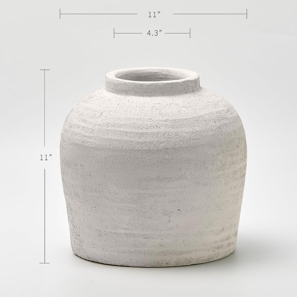 White Ceramic Oval Vase – Zen Minimalist Farmhouse Decor