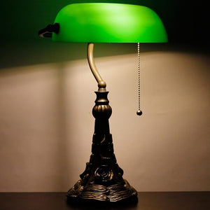 Tiffany Stained Glass Banker Table Lamp