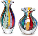 Hand Blown Glass Vases Set of 2 — Boho Murano Style Art Glass
