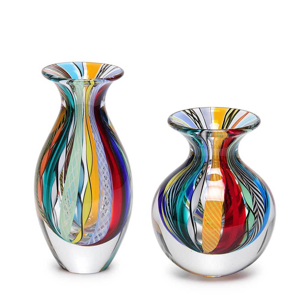 Hand Blown Small Glass Vases – Boho Murano Style