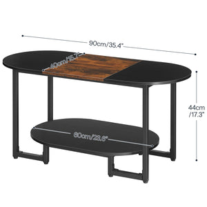 Oval Coffee Table with 2-Tier Open Storage Shelf