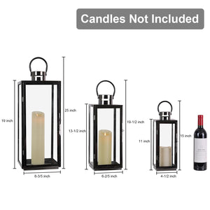 Stainless Steel Outdoor Indoor Candle Lanterns Set of 3