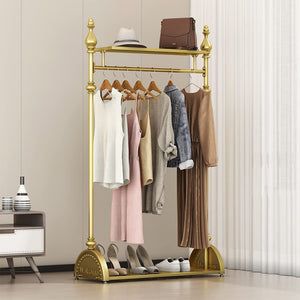 Gold Clothing Rack with Double Shelves, 39.4-Inch