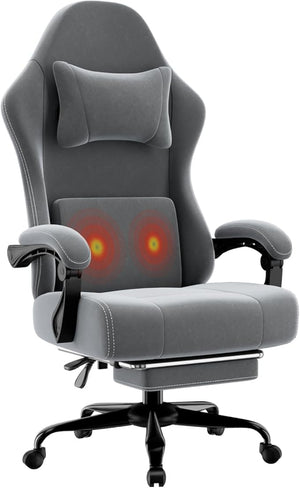 High Back Fabric Gaming Chair with Footrest