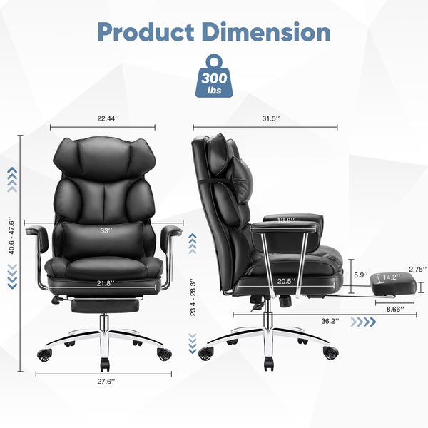 Ergonomic Executive Office Chair with Footrest & Lumbar Support