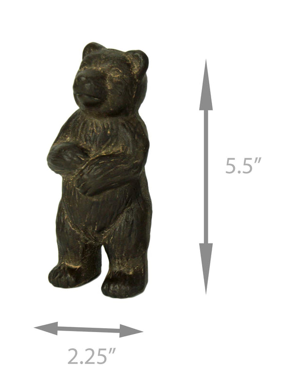 Cast Iron Standing Bear Bookends – Rustic Brown, Set of 2