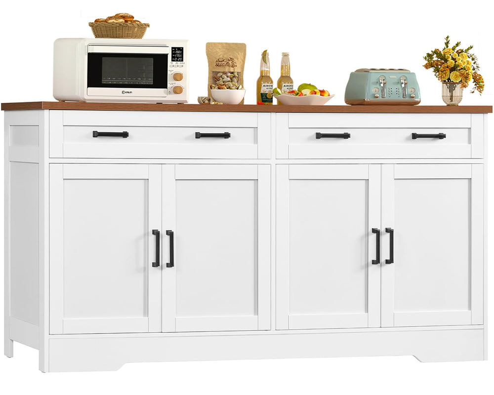Buffet Cabinet with Storage — 4-Door Sideboard with Adjustable Shelves