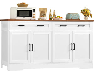 Buffet Cabinet with Storage — 4-Door Sideboard with Adjustable Shelves