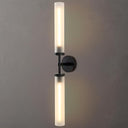 Hardwired Frosted Glass Black Wall Sconce