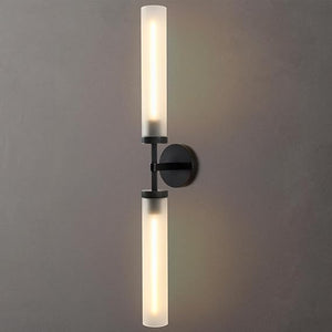 Hardwired Frosted Glass Black Wall Sconce