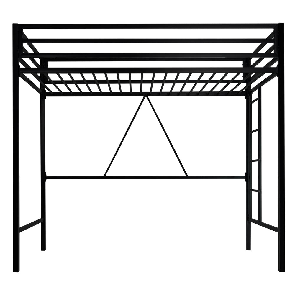 Twin Metal Loft Bed with Guardrail & Ladder