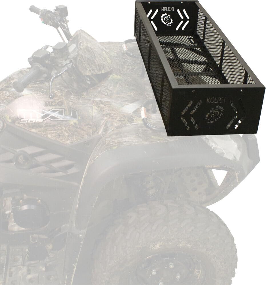 ATV Front & Rear Rack Gear Basket – Steel Mesh, Black