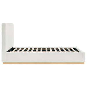 Queen Upholstered Platform Bed Frame with Boucle Fabric