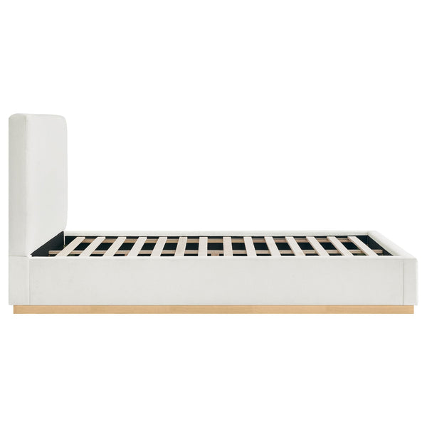 Queen Upholstered Platform Bed Frame with Boucle Fabric