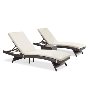 Outdoor Patio Chaise Lounge Set with Adjustable Backrest & Cushions