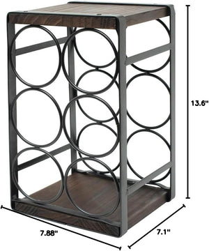 Countertop Wine Rack 6 Bottle Metal Wood